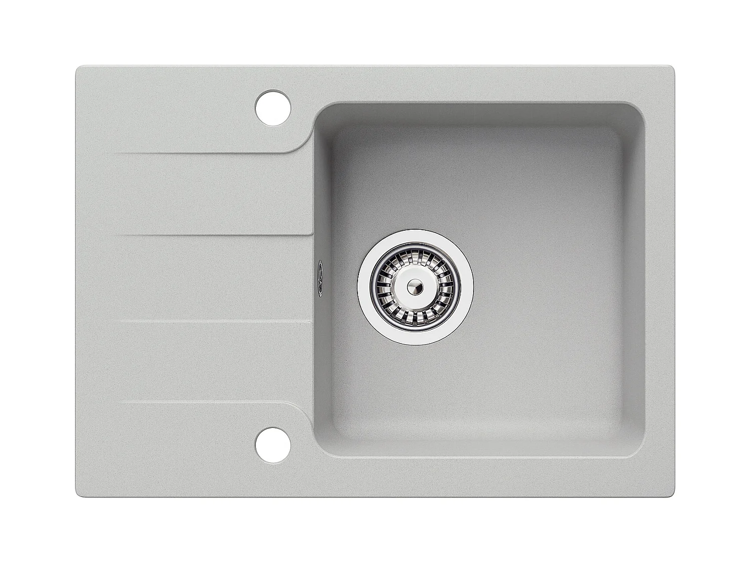 Evier rectangulaire RIVE GRIS en granit premium - 1 Bac avec égouttoir et vidage inclus