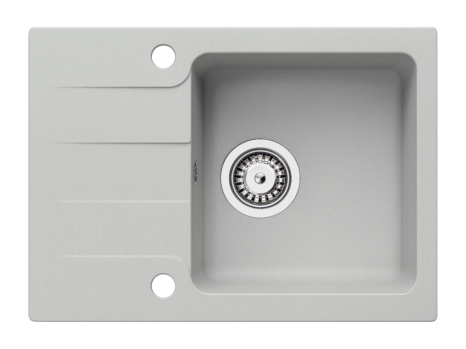 Evier rectangulaire RIVE GRIS en granit premium - 1 Bac avec égouttoir et vidage inclus