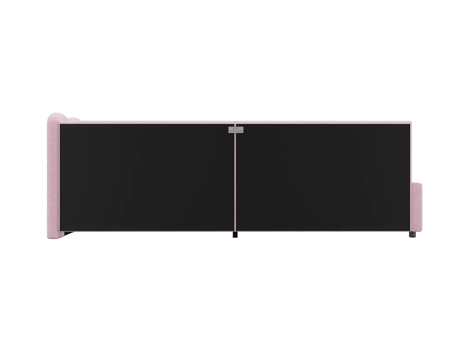 Lit banquette 90x200 cm,  Lit enfants avec éclairage LED réglable, peluche rose, sans matelas