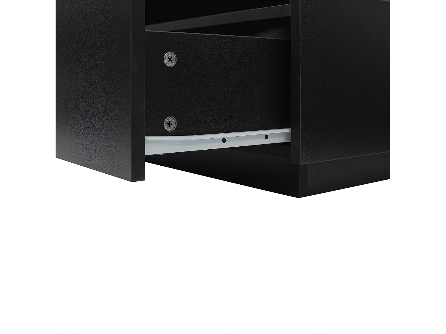 Table basse LED noir avec 2 tiroirs et déflecteur transparent - pour  salon et bureau