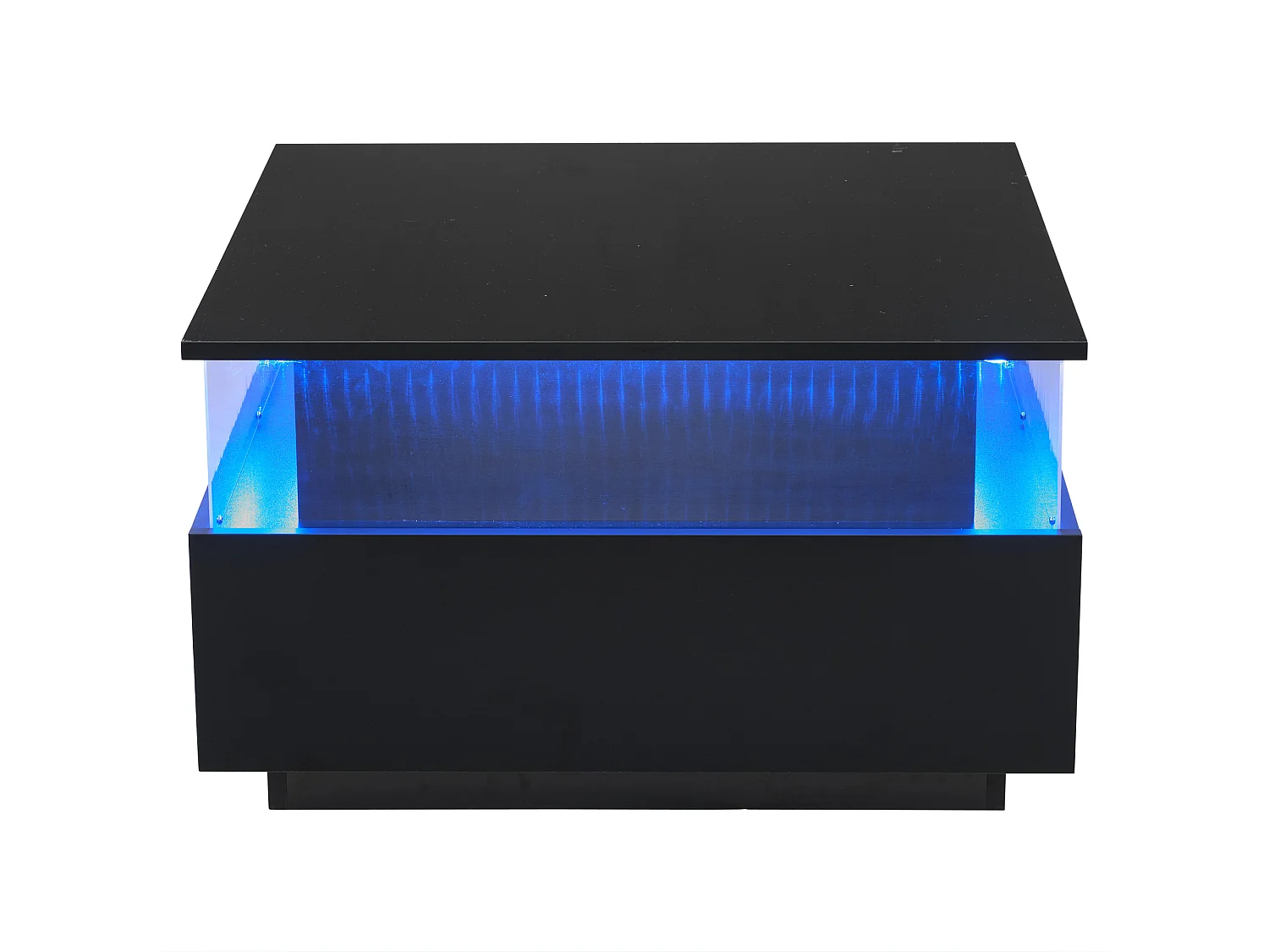 Table basse LED noir avec 2 tiroirs et déflecteur transparent - pour  salon et bureau