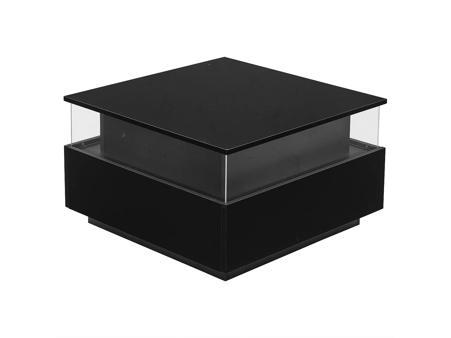 Table basse LED noir avec 2 tiroirs et déflecteur transparent - pour  salon et bureau