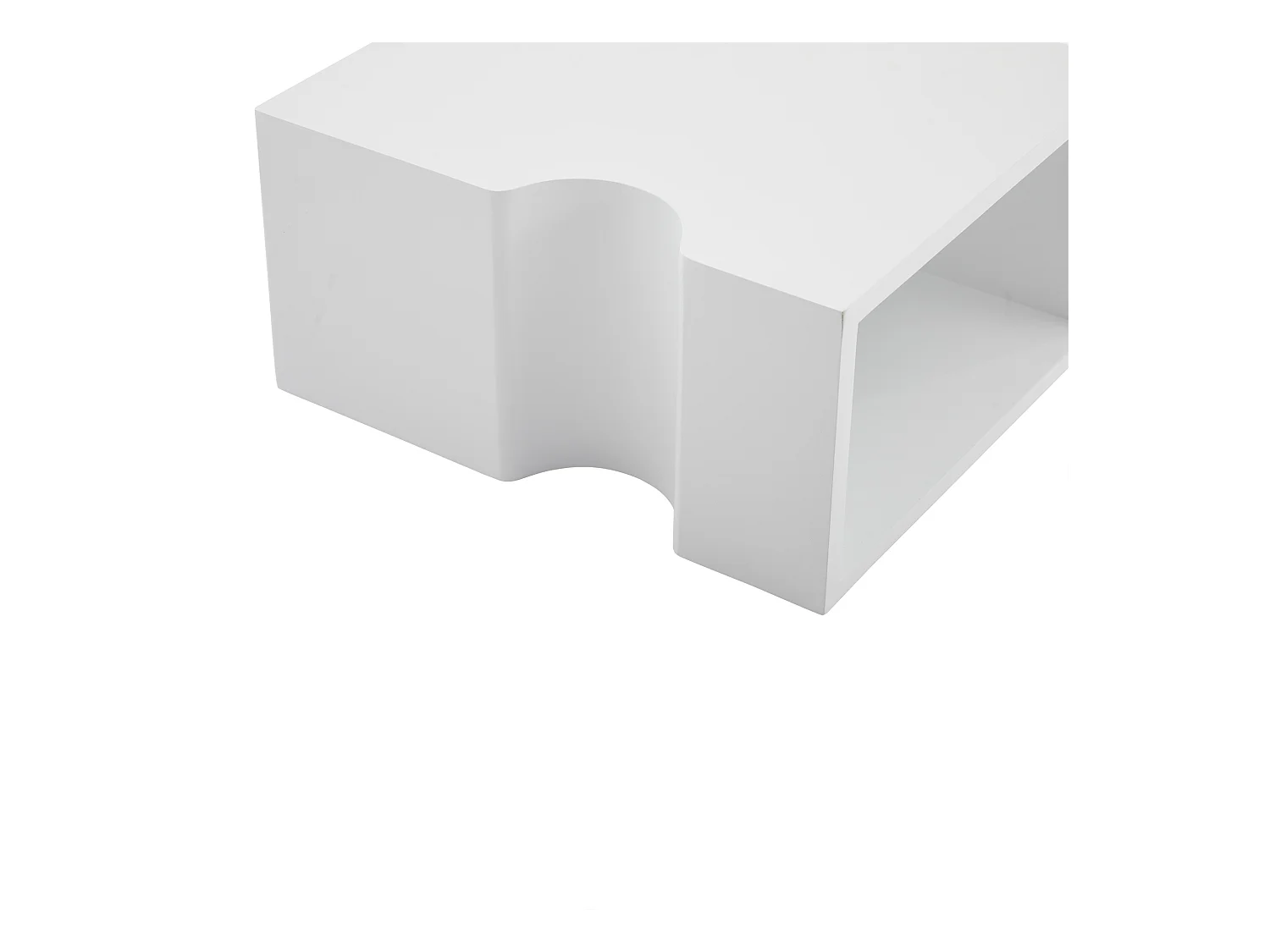 Table basse puzzle blanche 65x65x32 cm, structure MDF, rangement ouvert - pour salon ou chambre
