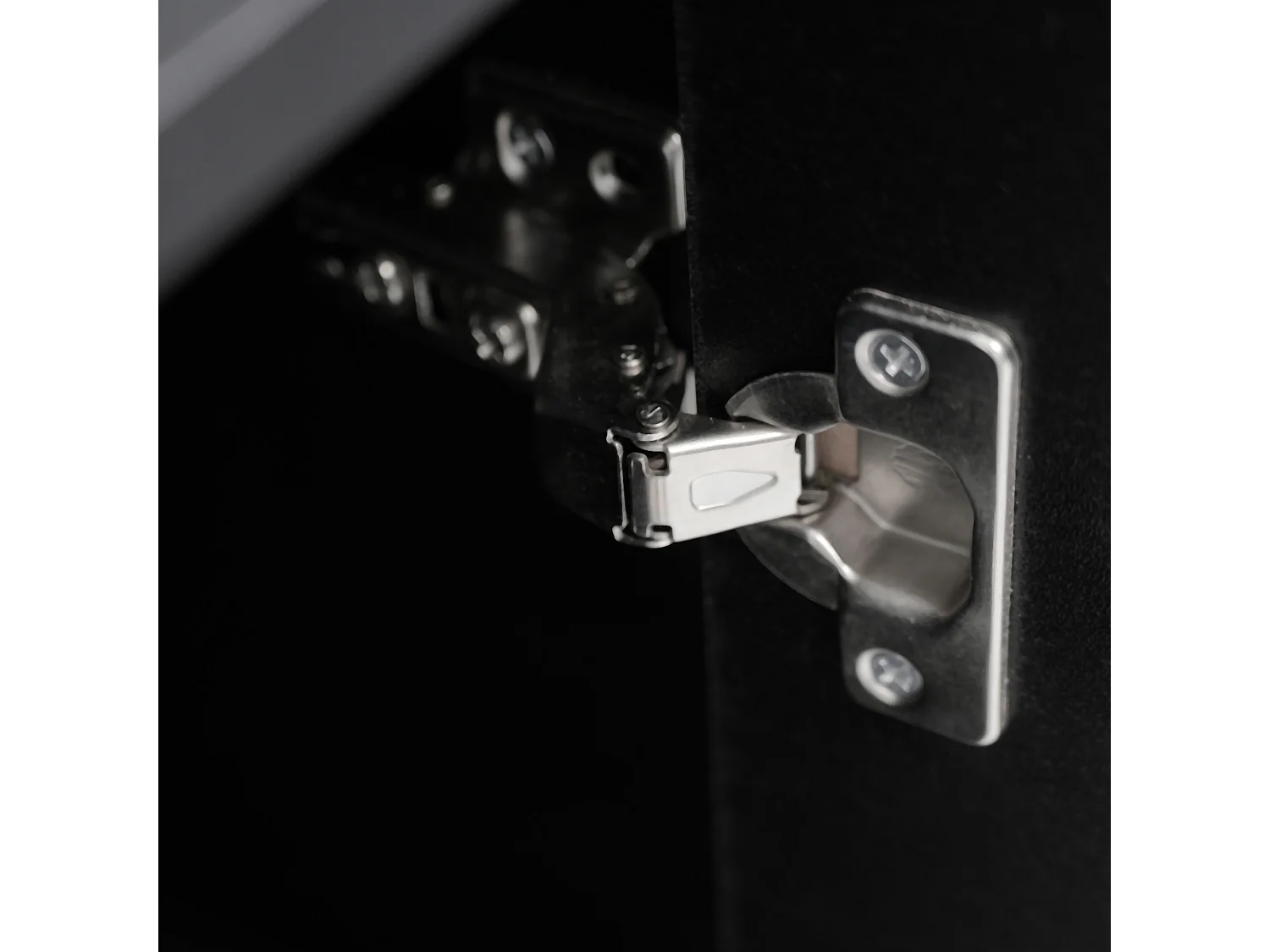 Zwarte schoenenkast met 3 kleppen, 1 lade en 1 deur, moderne stijl - voor hal of woonkamer