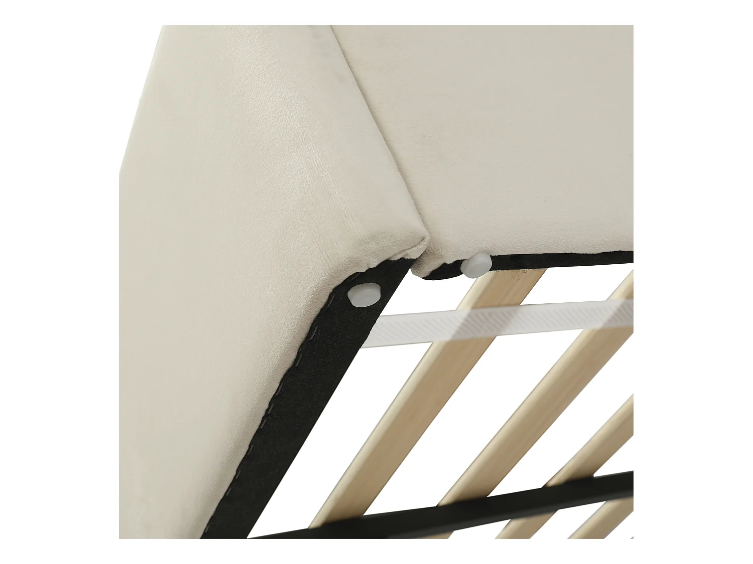 Beige fluwelen bed 140x200 cm, kinderbed met gebogen bloemenhoofdbord - zonder matras