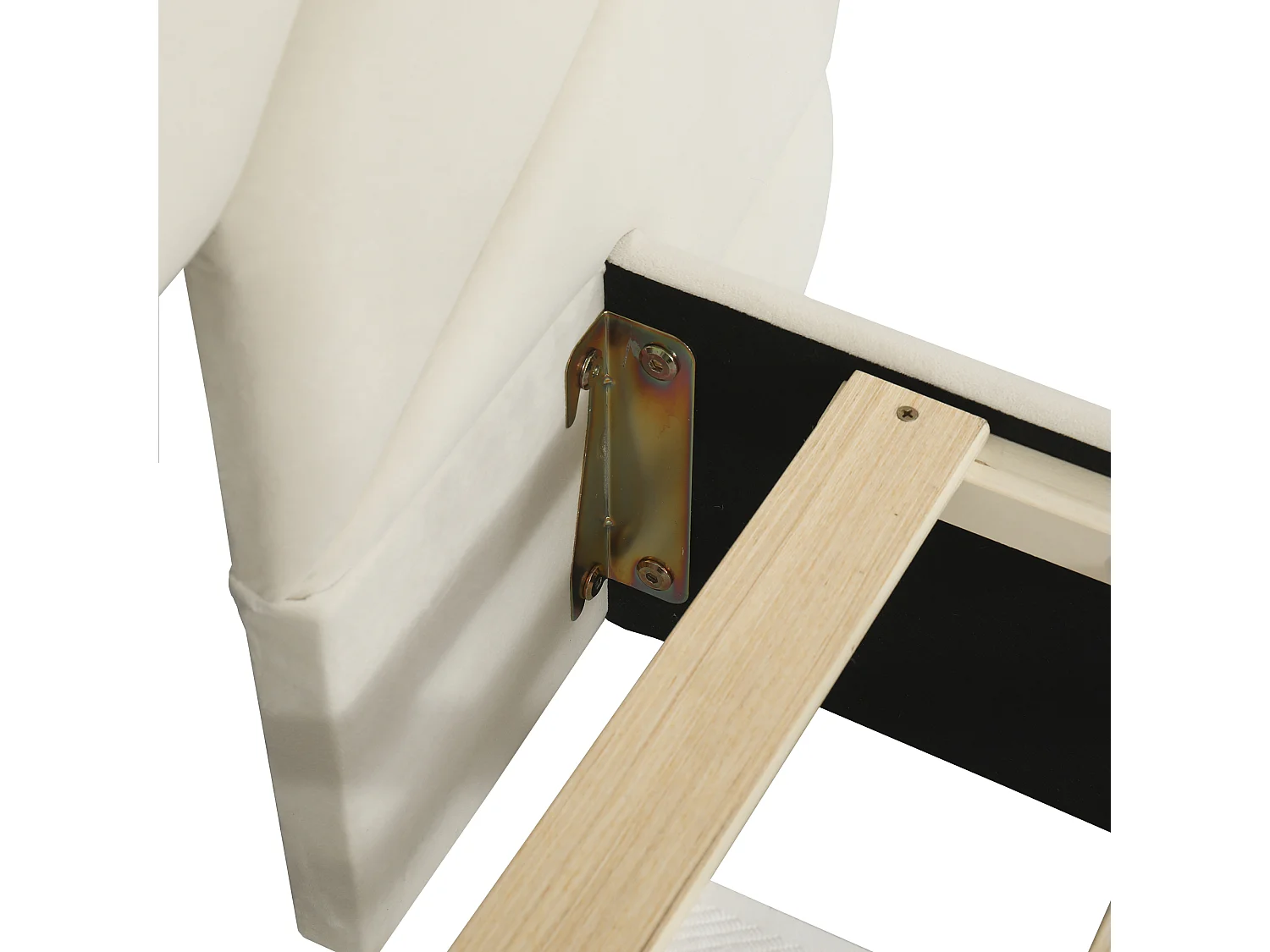 Lit 90x200 cm velours beige, Lit enfant avec tête de lit incurvée fleurie - sans matelas