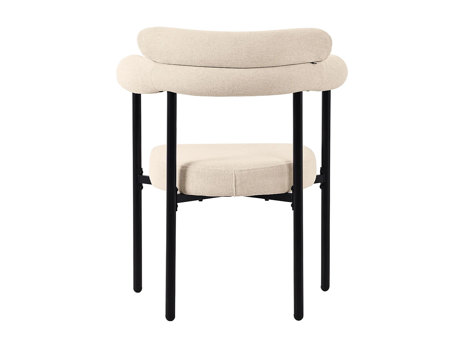 4er-Set Esszimmerstühle, beigefarbener Plüschbezug, ergonomische Rückenlehne, schwarze Metallbeine – für Esszimmer oder Wohnzimmer