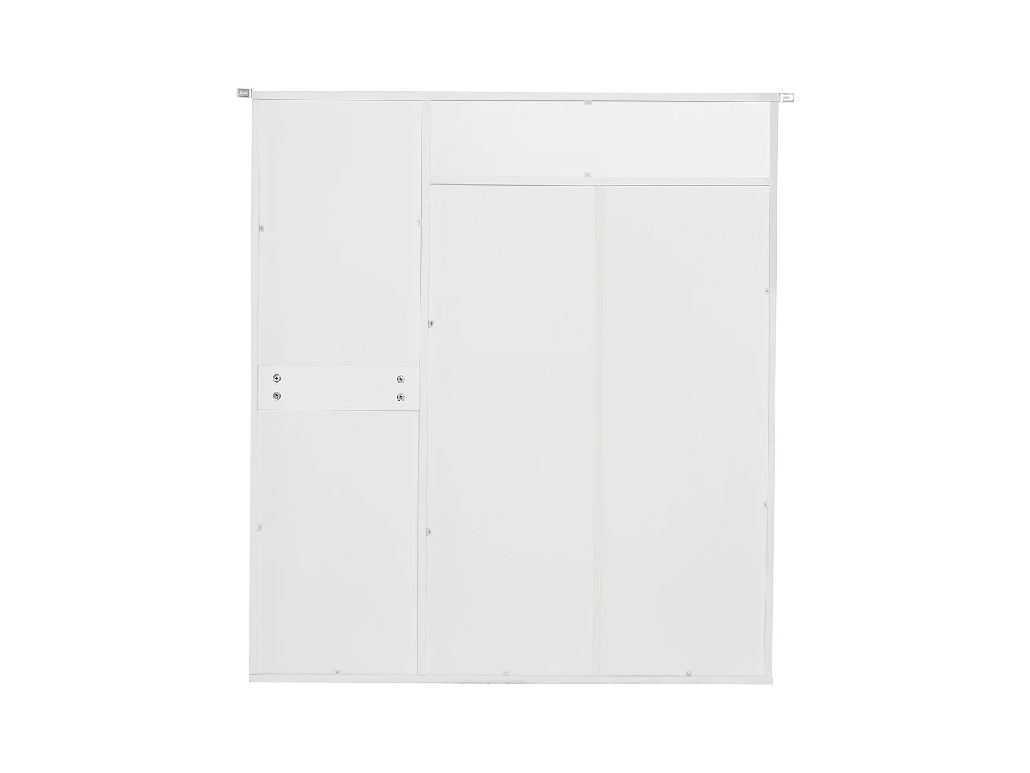 Meuble à chaussures blanc avec étagères réglables, tiroirs et portes, poignées dorées - pour entrée