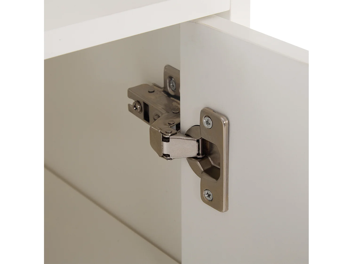 Schuhschrank für den Eingangsbereich mit verstellbaren Einlegeböden, 3 Türen und 1 Schublade, Holzbeine – weiß