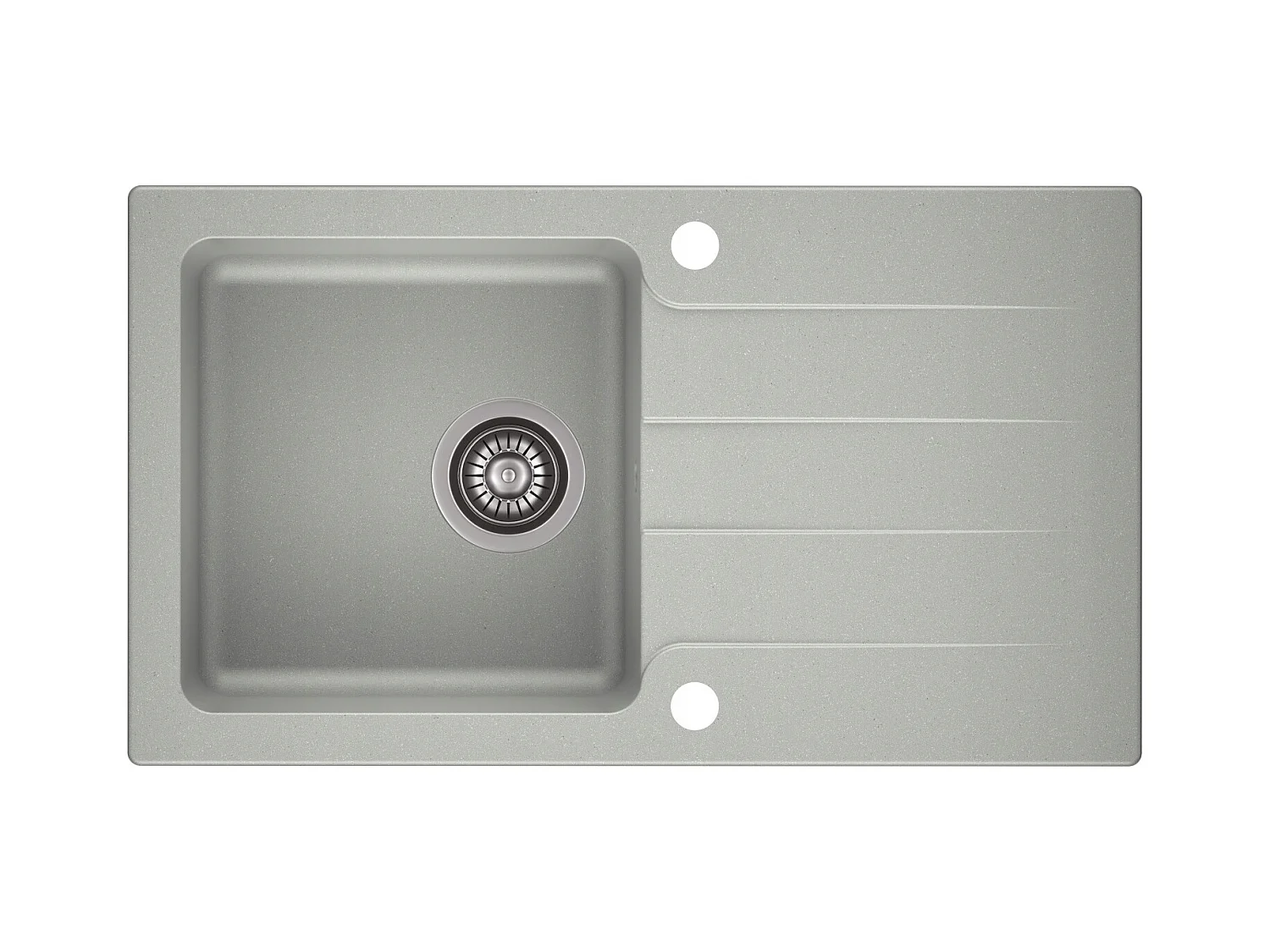 Evier rectangulaire LABOUNE GRIS en granit premium - 1 Bac avec égouttoir et vidage inclus