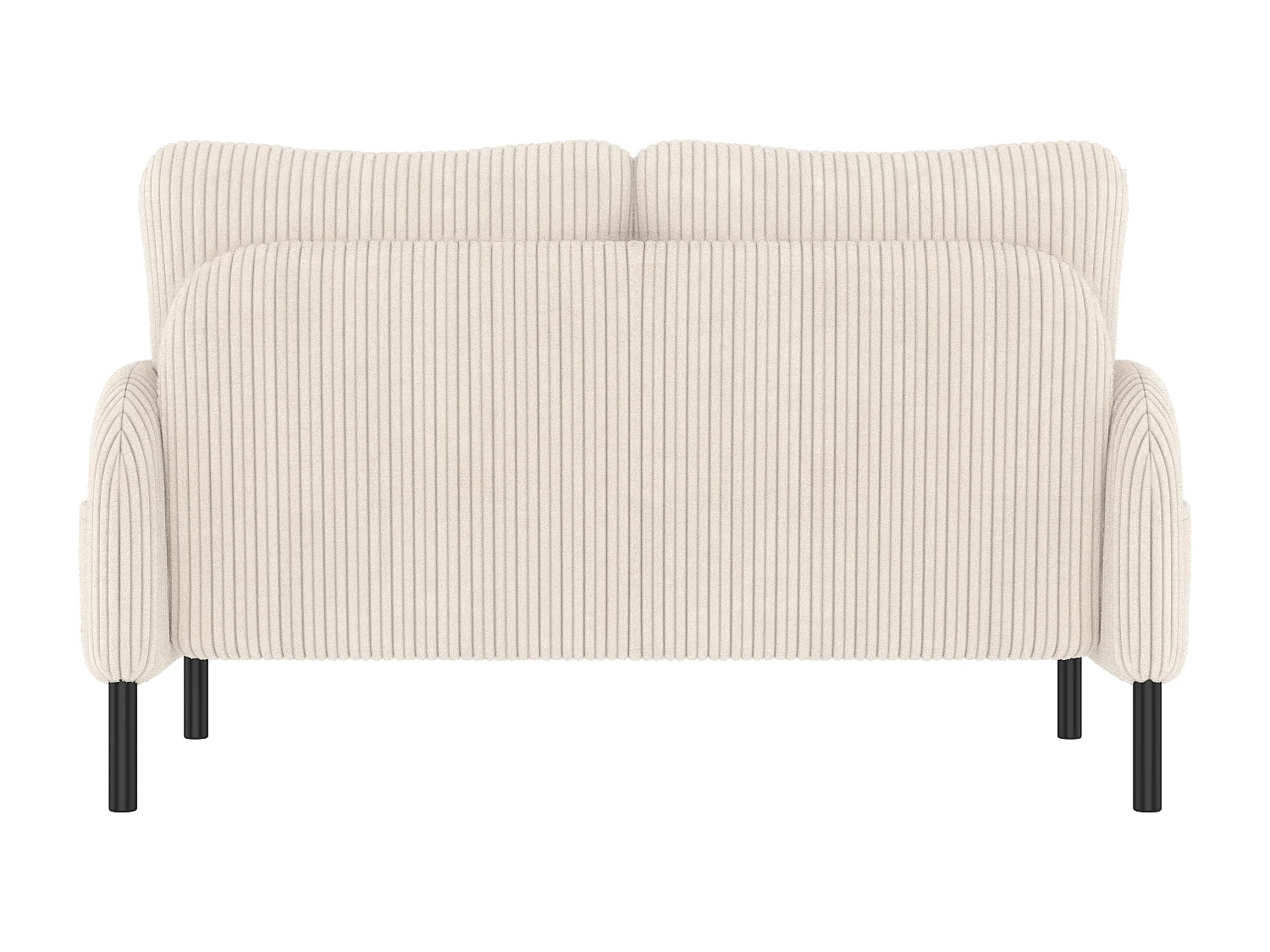 Tweezitsbank met rugleuning en zijzakken, metalen poten, beige corduroy - voor woonkamer of kantoor