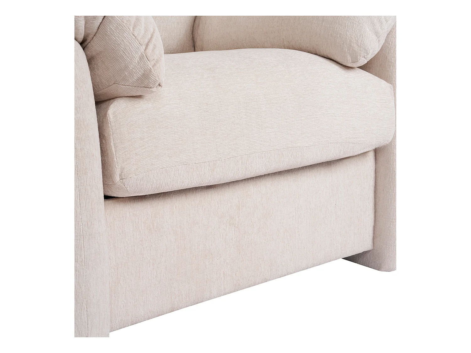 Canapé 1 place avec accoudoirs moelleux, tissu chenille beige - pour salon, chambre ou coin lecture