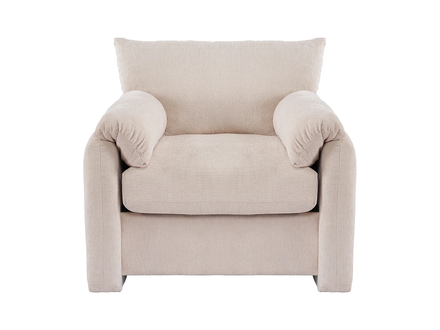 Canapé 1 place avec accoudoirs moelleux, tissu chenille beige - pour salon, chambre ou coin lecture