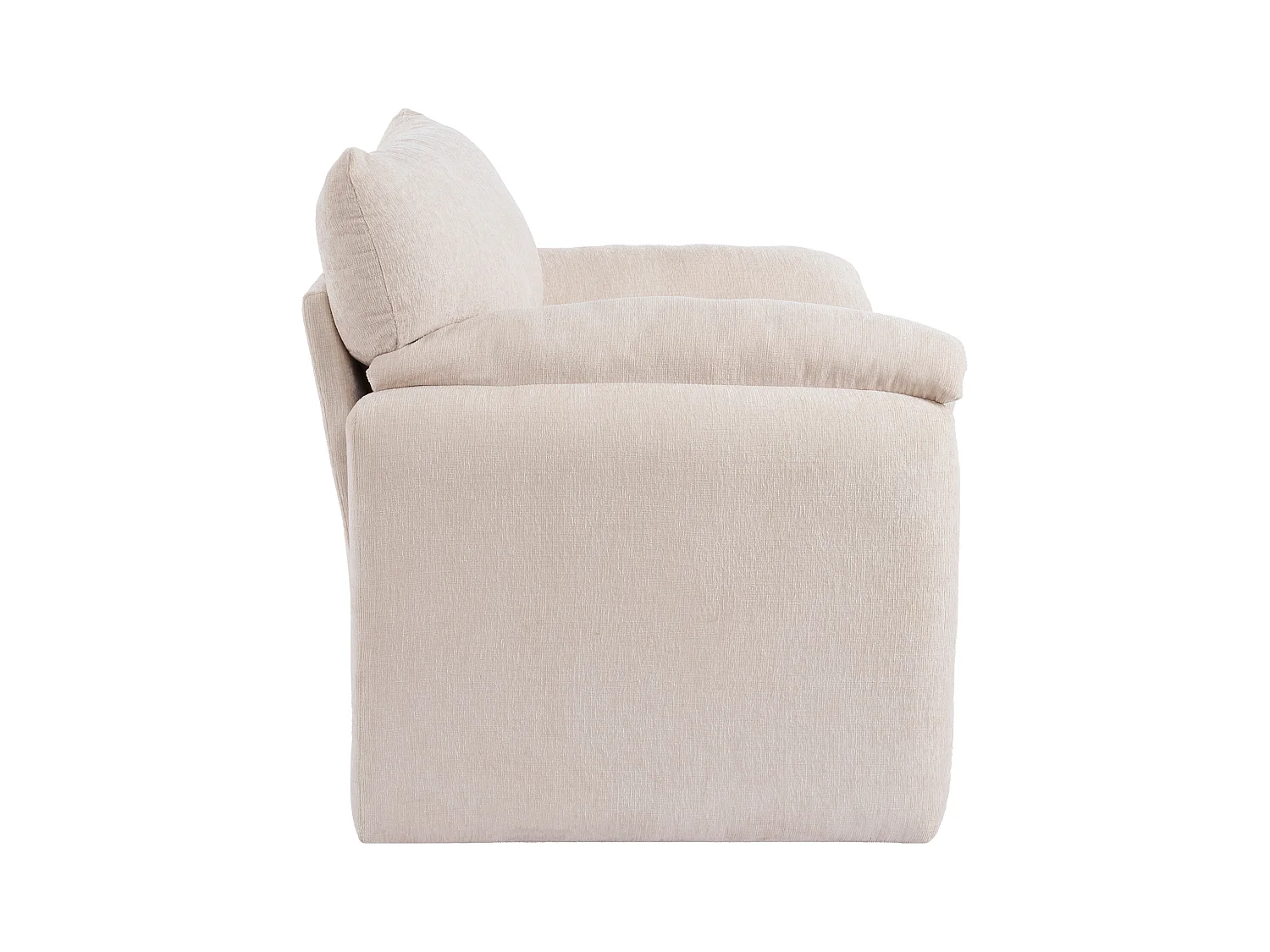 Canapé 1 place avec accoudoirs moelleux, tissu chenille beige - pour salon, chambre ou coin lecture
