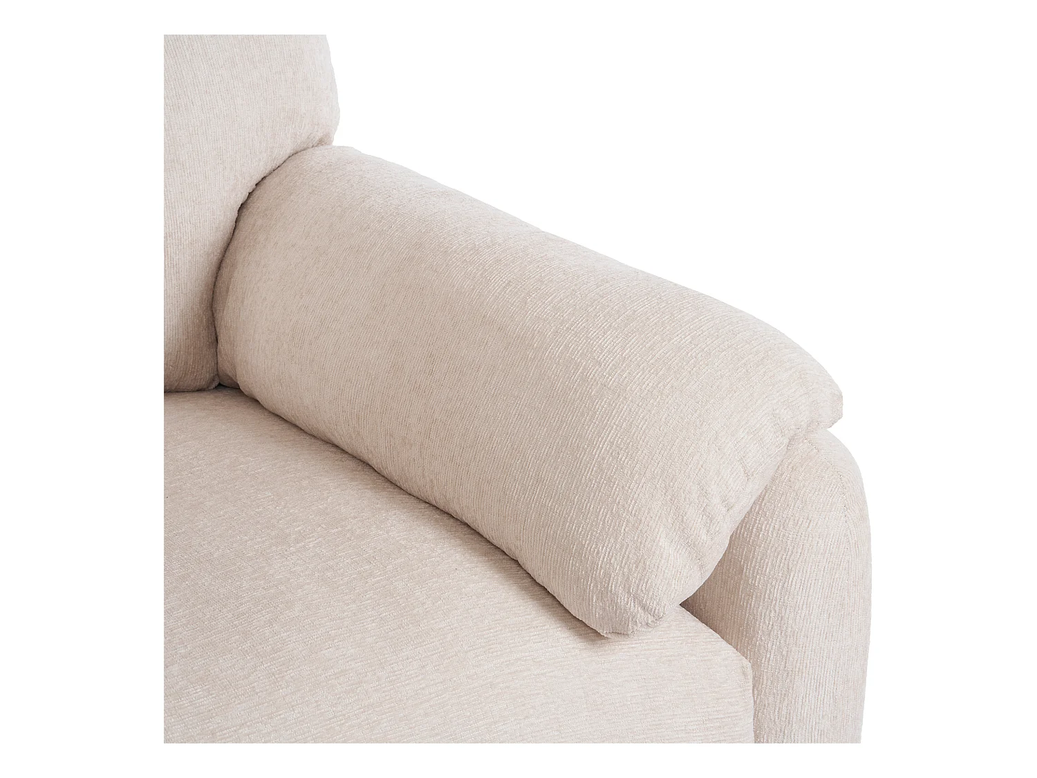 Canapé 1 place avec accoudoirs moelleux, tissu chenille beige - pour salon, chambre ou coin lecture