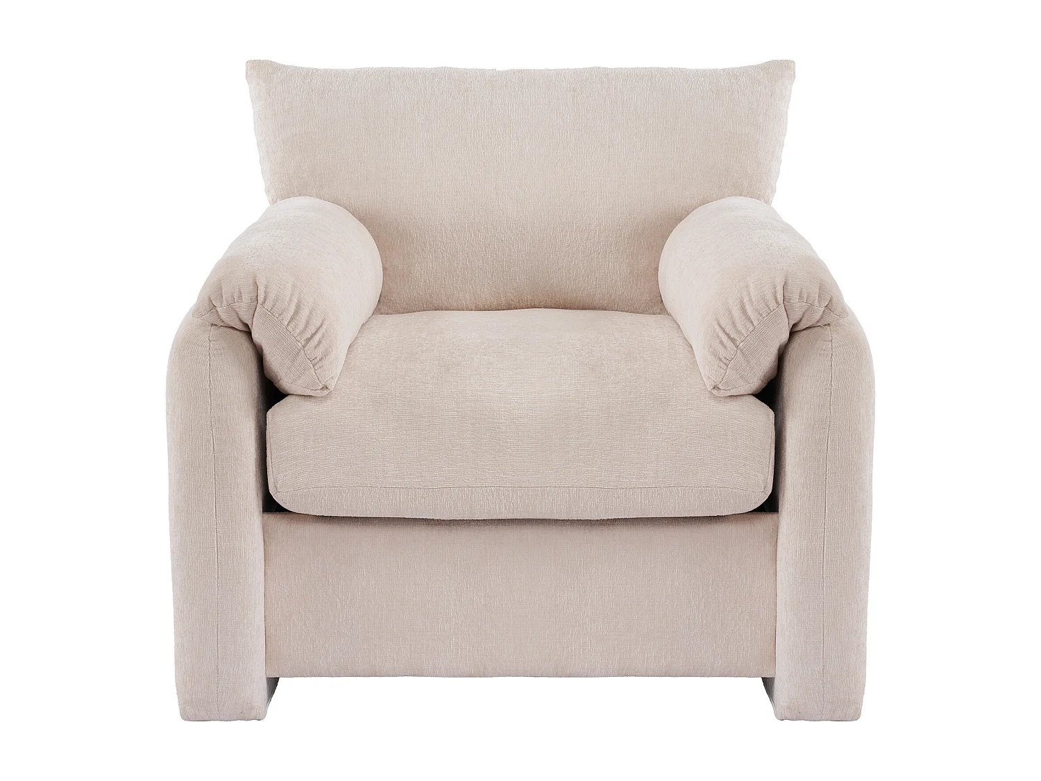 Sofá de 1 plaza con reposabrazos suaves, tela de chenilla beige - para sala de estar, dormitorio o rincón de lectura