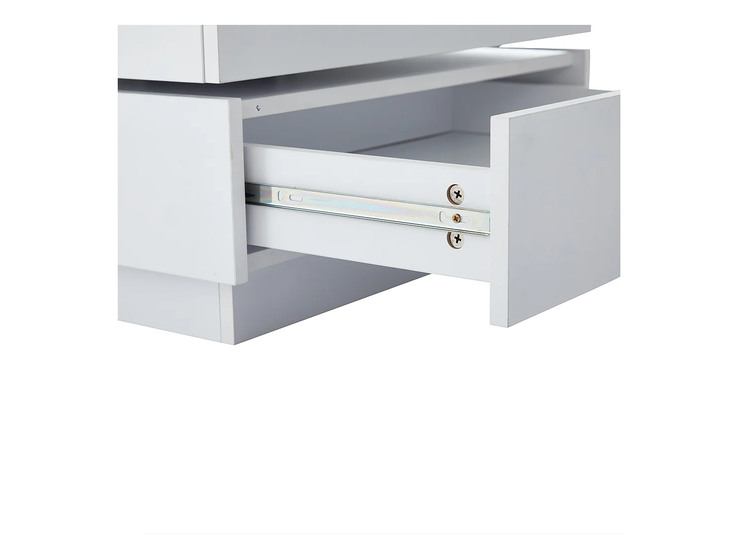 Table basse carrée avec plateau pivotant, 2 tiroirs rangements, blanc - pour salon ou chambre