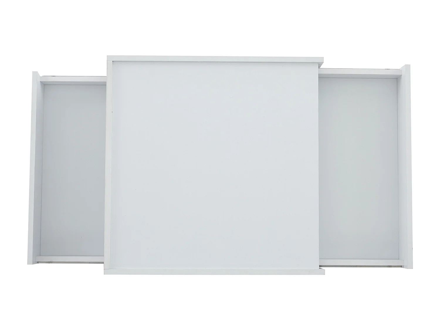 Quadratischer Couchtisch mit drehbarer Platte und 2 Schubladen, weiß – für Wohn- oder Schlafzimmer