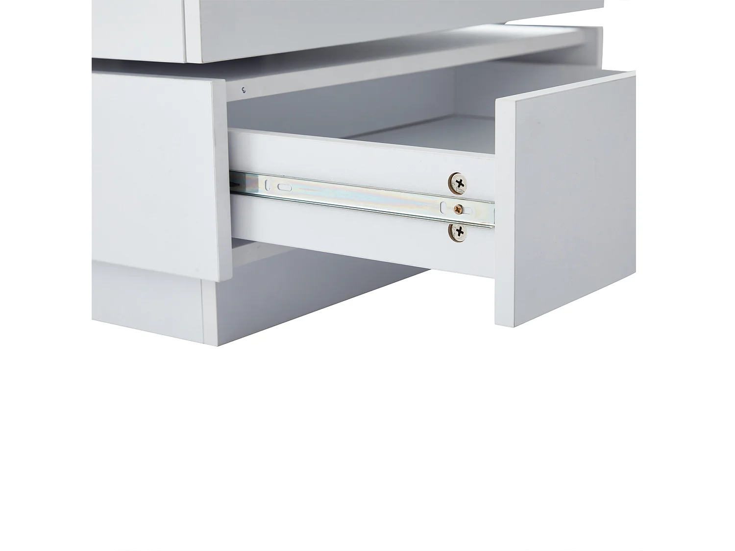 Quadratischer Couchtisch mit drehbarer Platte und 2 Schubladen, weiß – für Wohn- oder Schlafzimmer