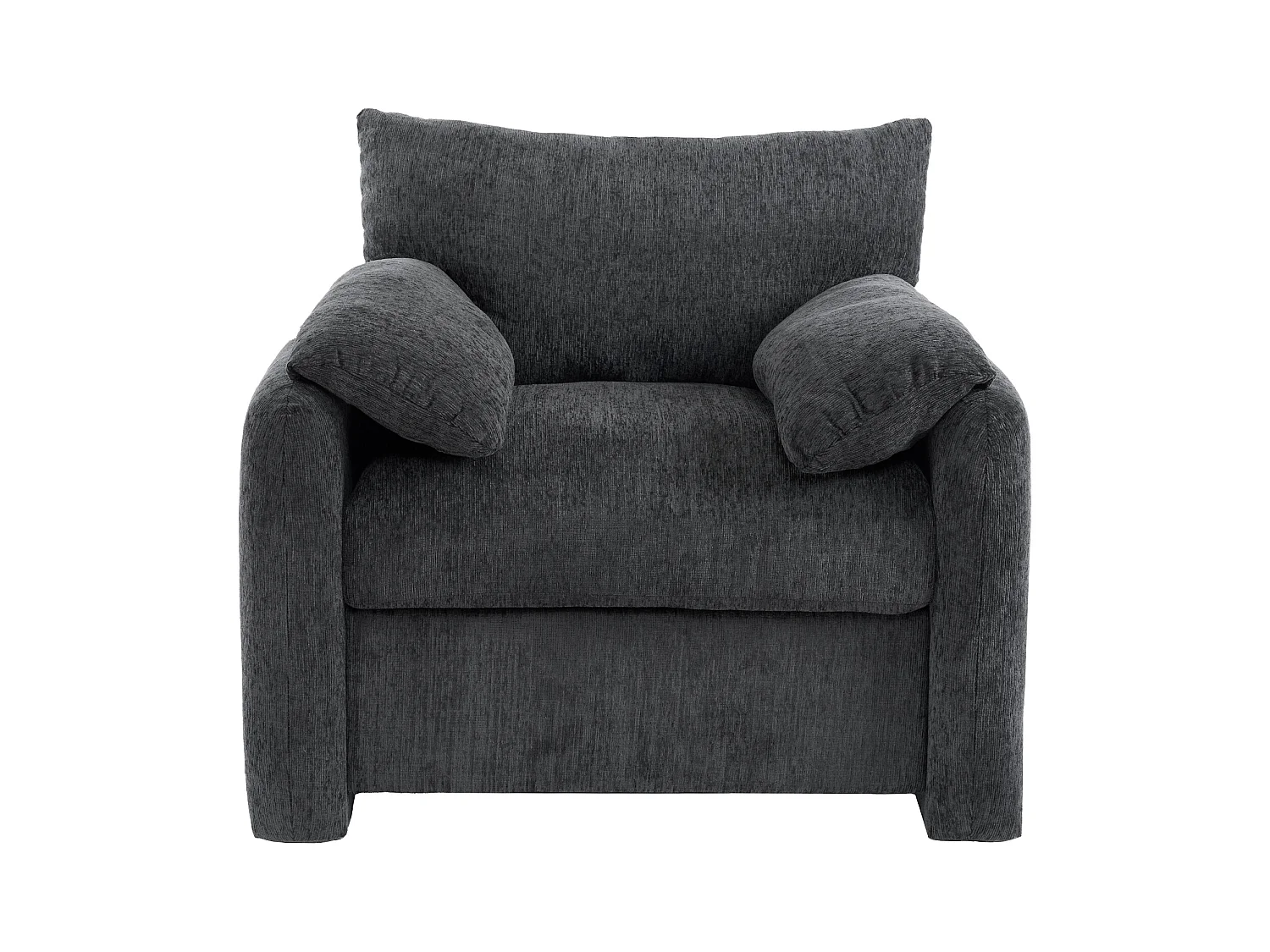 1-Sitzer-Sofa mit weichen Armlehnen, grauer Chenille-Stoff – für Wohnzimmer, Schlafzimmer oder Leseecke