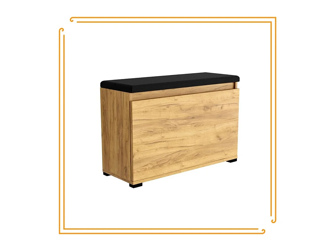 Schoenenkast 100cm Opbergruimte Gestoffeerde Zitting Plank Eiken Craft