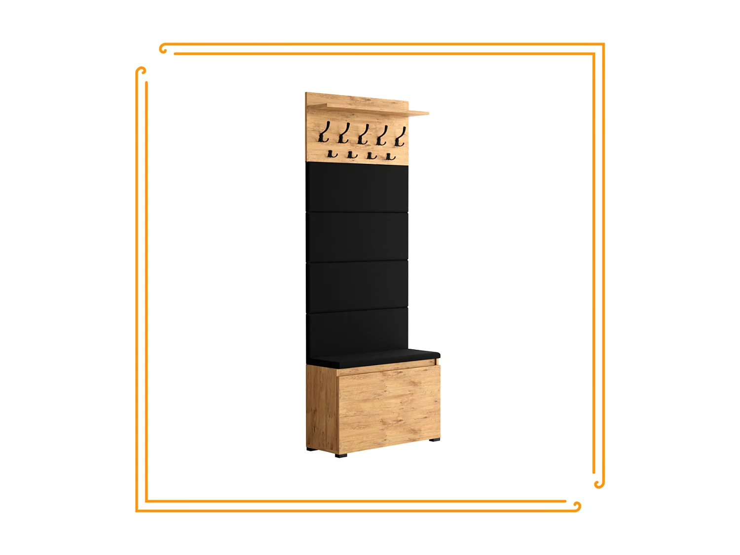 Meuble à chaussures avec assise, banc rembourré et patère pour entrée