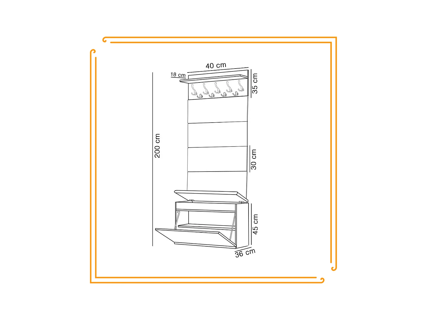 Meuble à chaussures avec assise, banc rembourré et patère pour entrée
