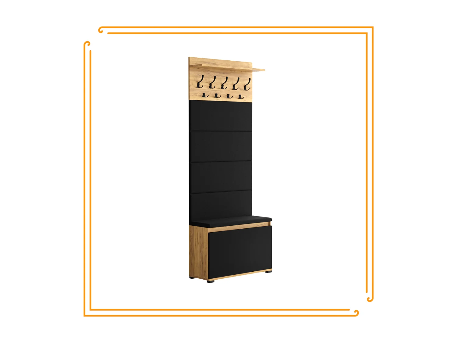 Meuble à chaussures avec assise, banc rembourré et patère pour entrée