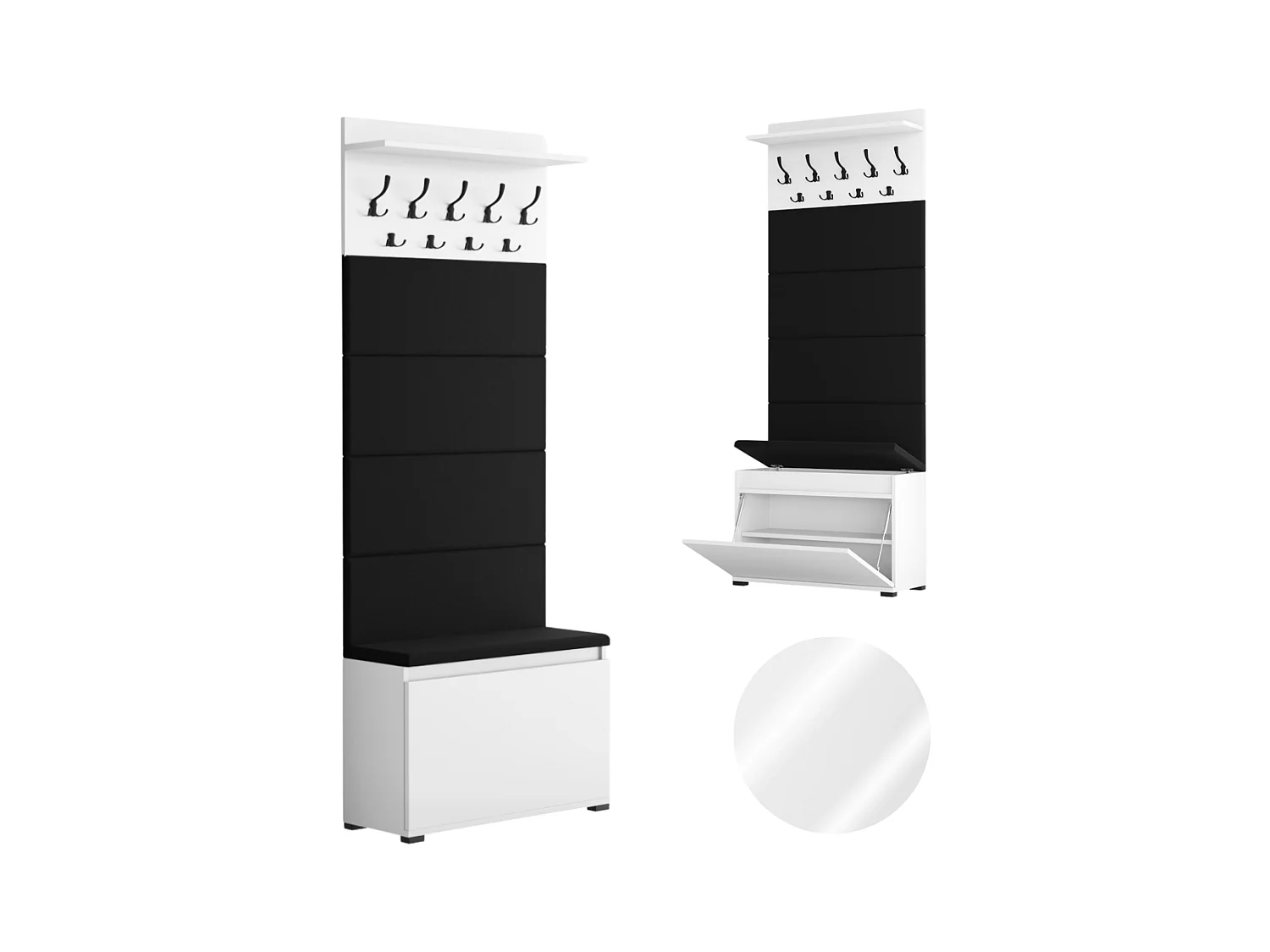 Meuble à chaussures avec assise, banc rembourré et patère pour entrée