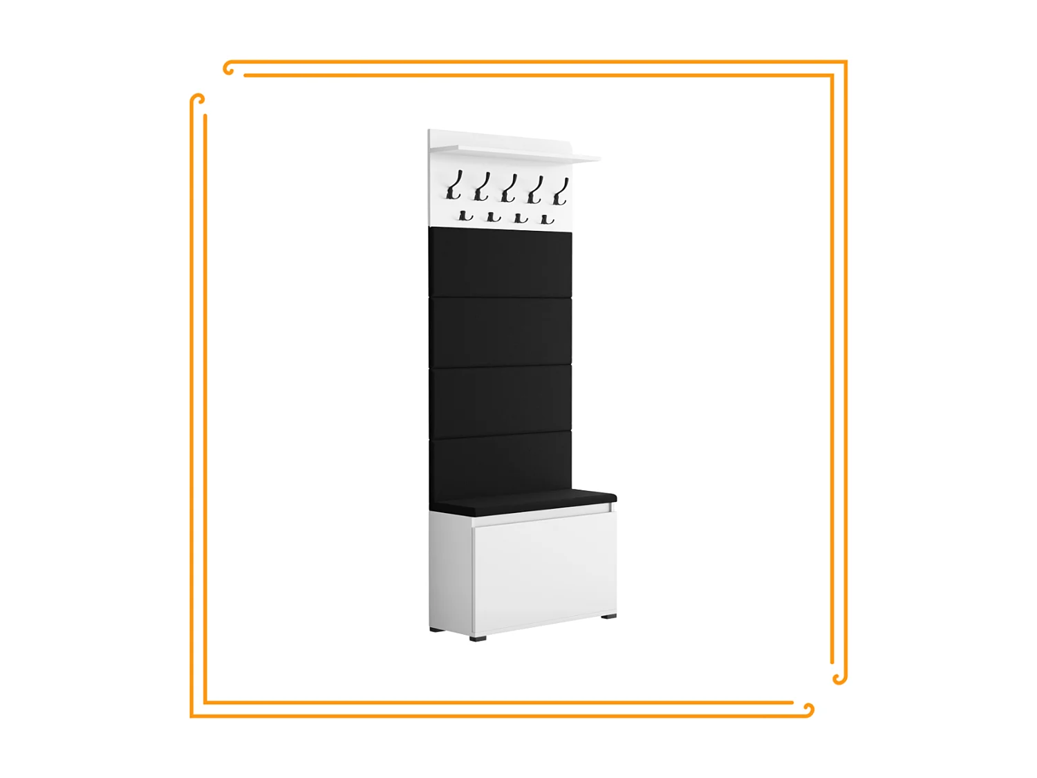 Meuble à chaussures avec assise, banc rembourré et patère pour entrée