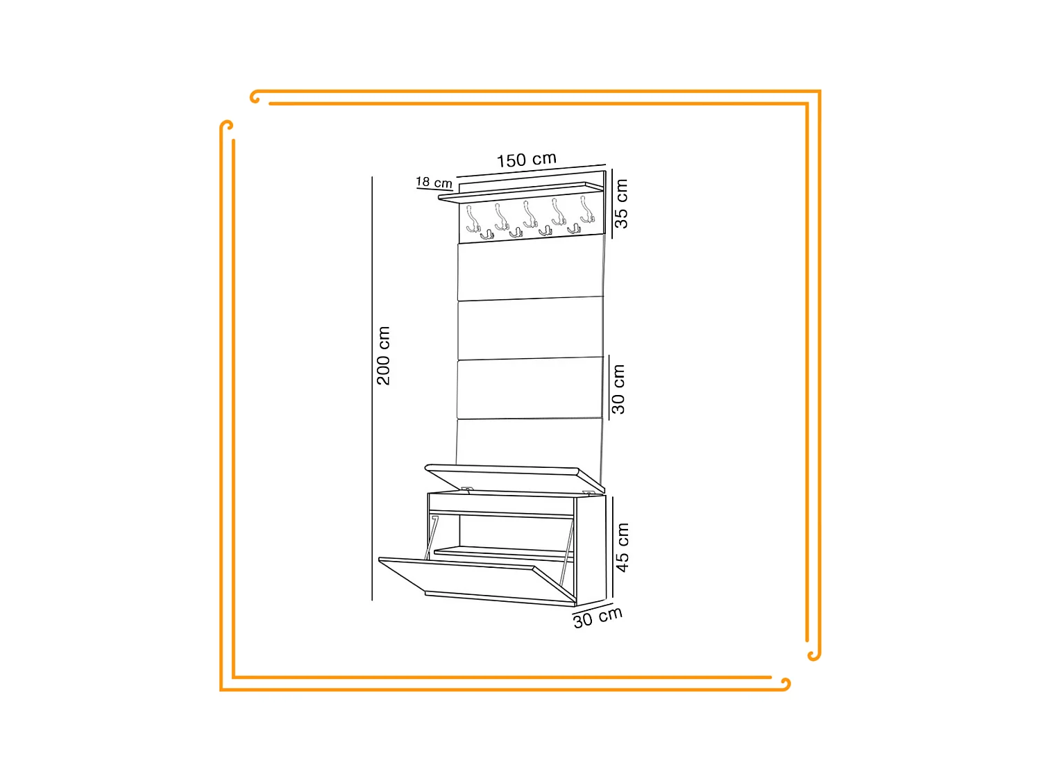 Meuble à chaussures avec assise, banc rembourré et patère pour entrée