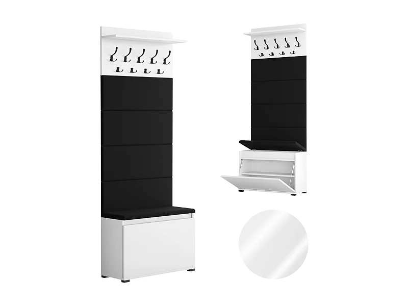 Meuble à chaussures avec assise, banc rembourré et patère pour entrée