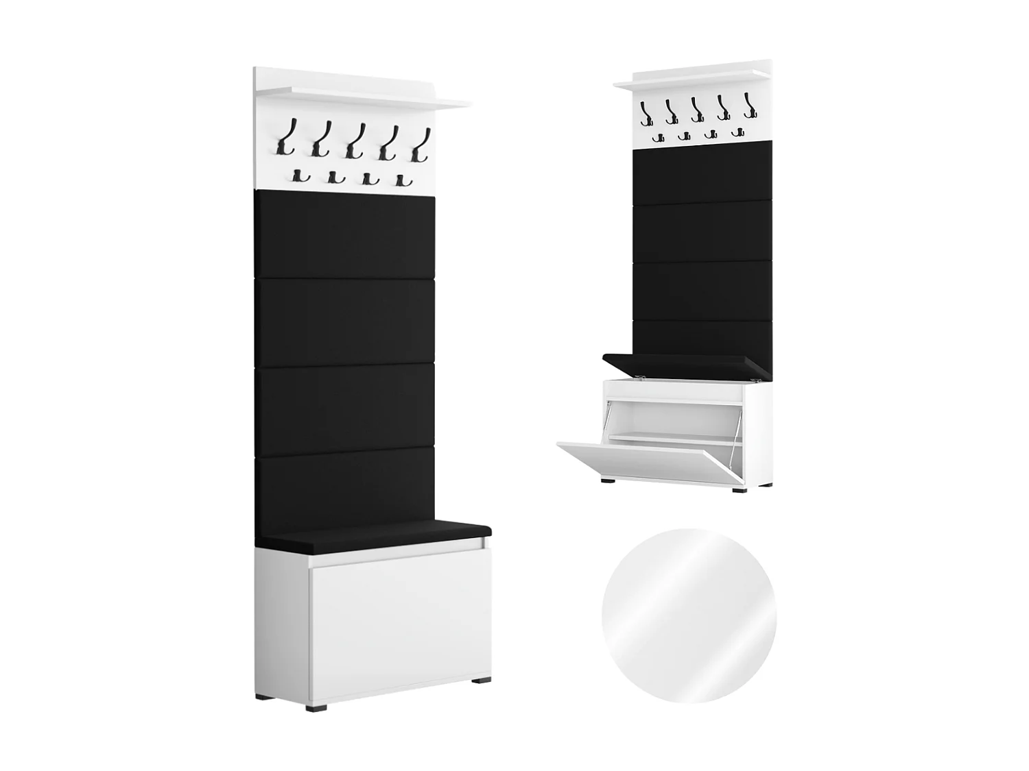 Meuble à chaussures avec assise, banc rembourré et patère pour entrée