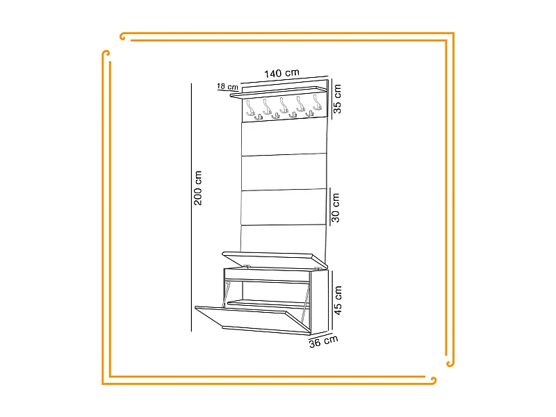 Meuble à chaussures avec assise, banc rembourré et patère pour entrée