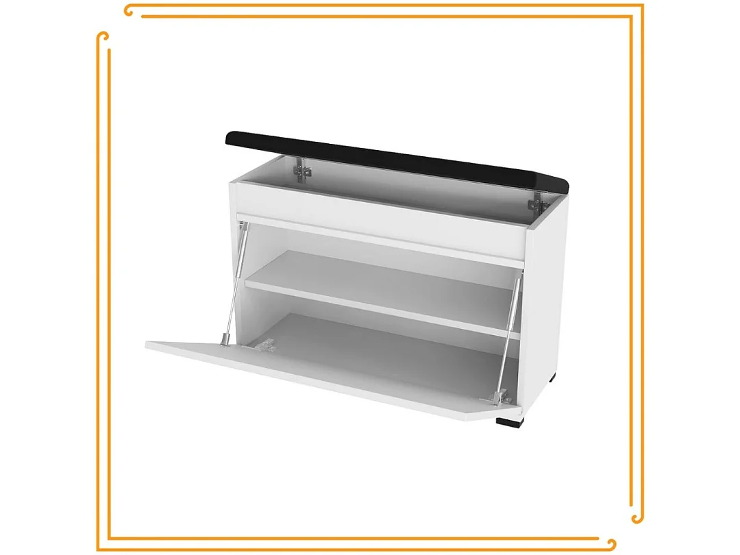 Mueble para zapatos 40 cm con almacenamiento, asiento tapizado, estante – Blanco