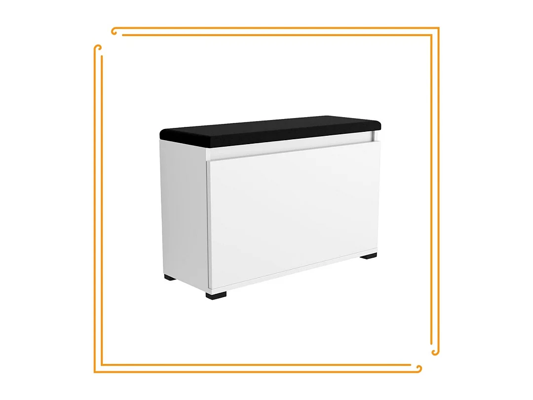 Meuble à chaussures 150 cm avec rangement, assise rembourrée, étagère – Blanc