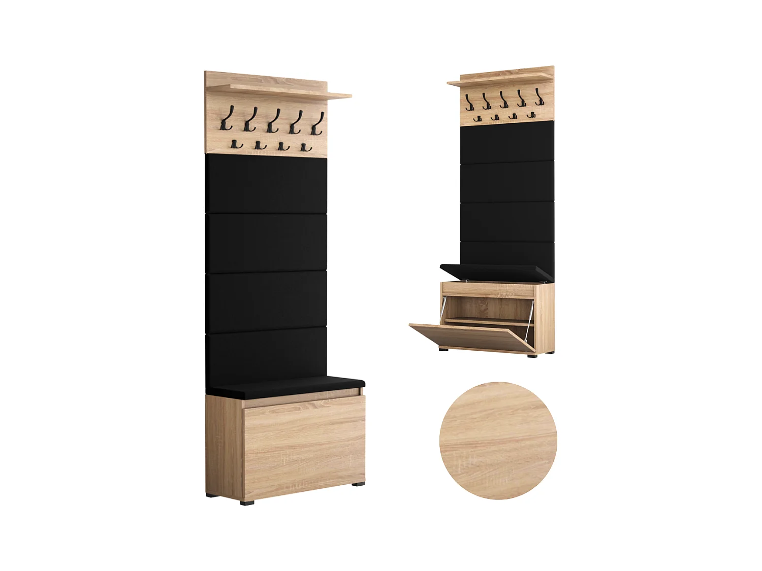 Meuble à chaussures avec assise, banc rembourré et patère pour entrée