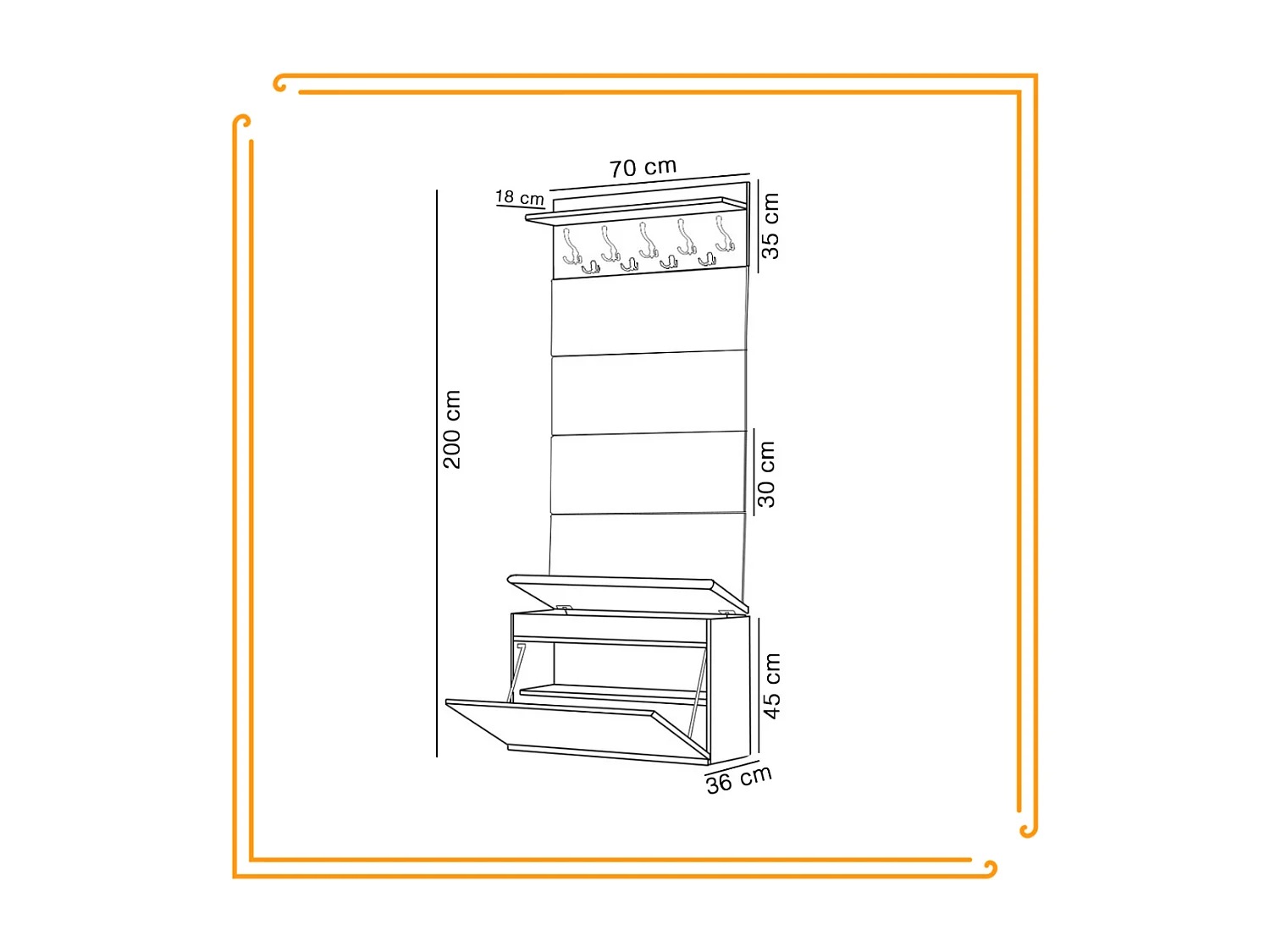 Meuble à chaussures avec assise, banc rembourré et patère pour entrée