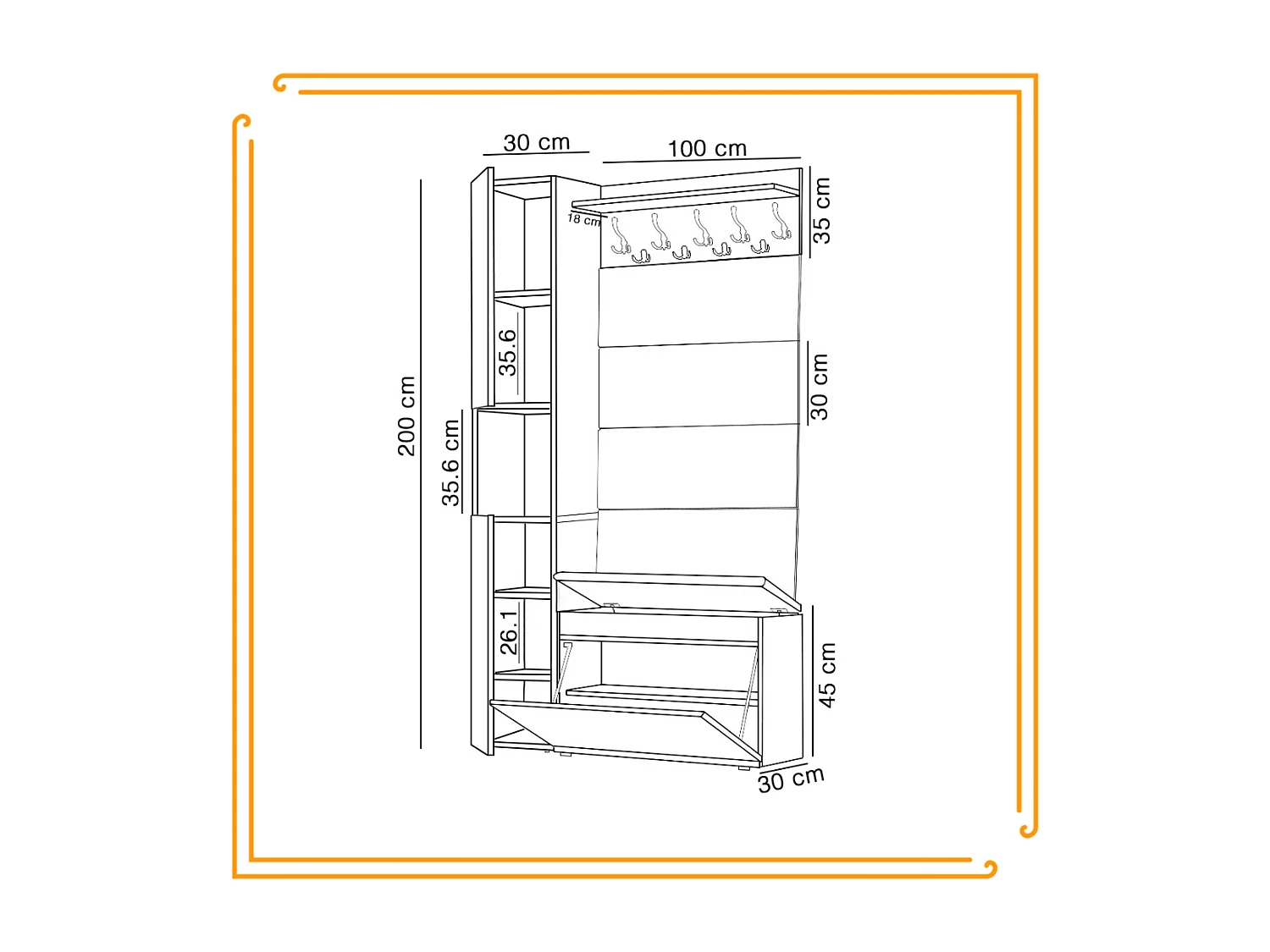 Guarda-roupa para Corredor com Assento, Cabide, Painel Estofado, Lancelot
