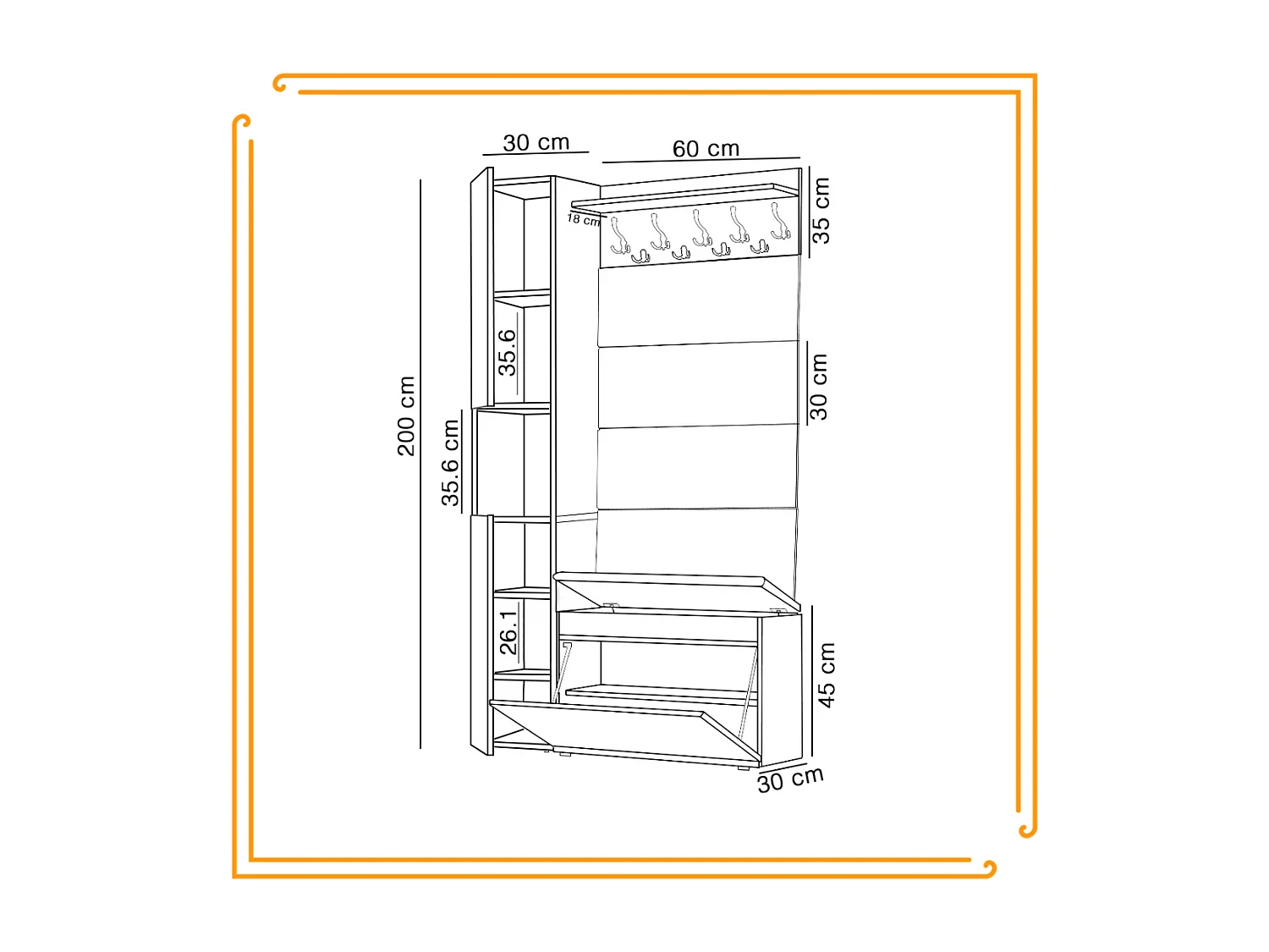Guardaroba da Ingresso con Seduta, Appendiabiti, Pannello Imbottito, Colonna