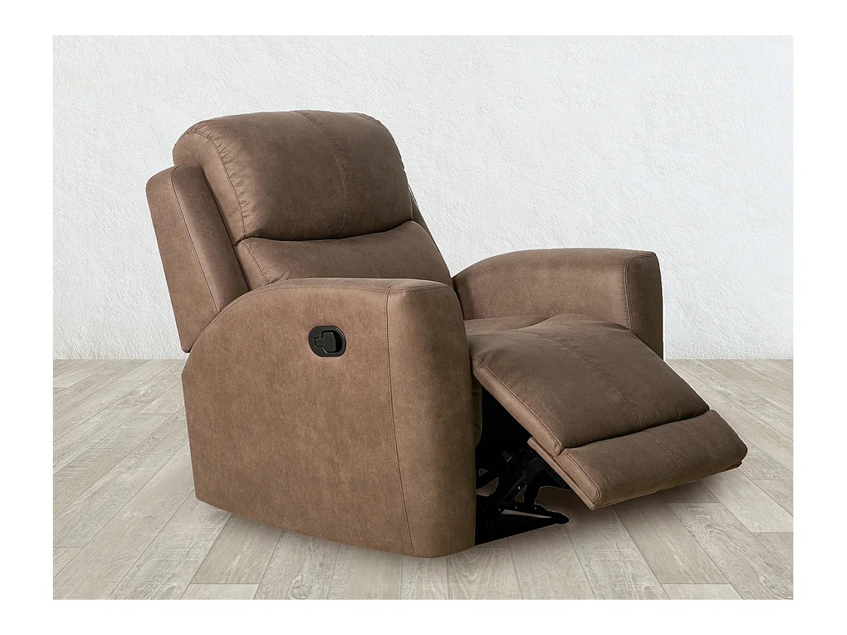 Fauteuil relax 1 place en simili-cuir coloris Marengo - Longueur 96 x profondeur 93 x hauteur 103 cm