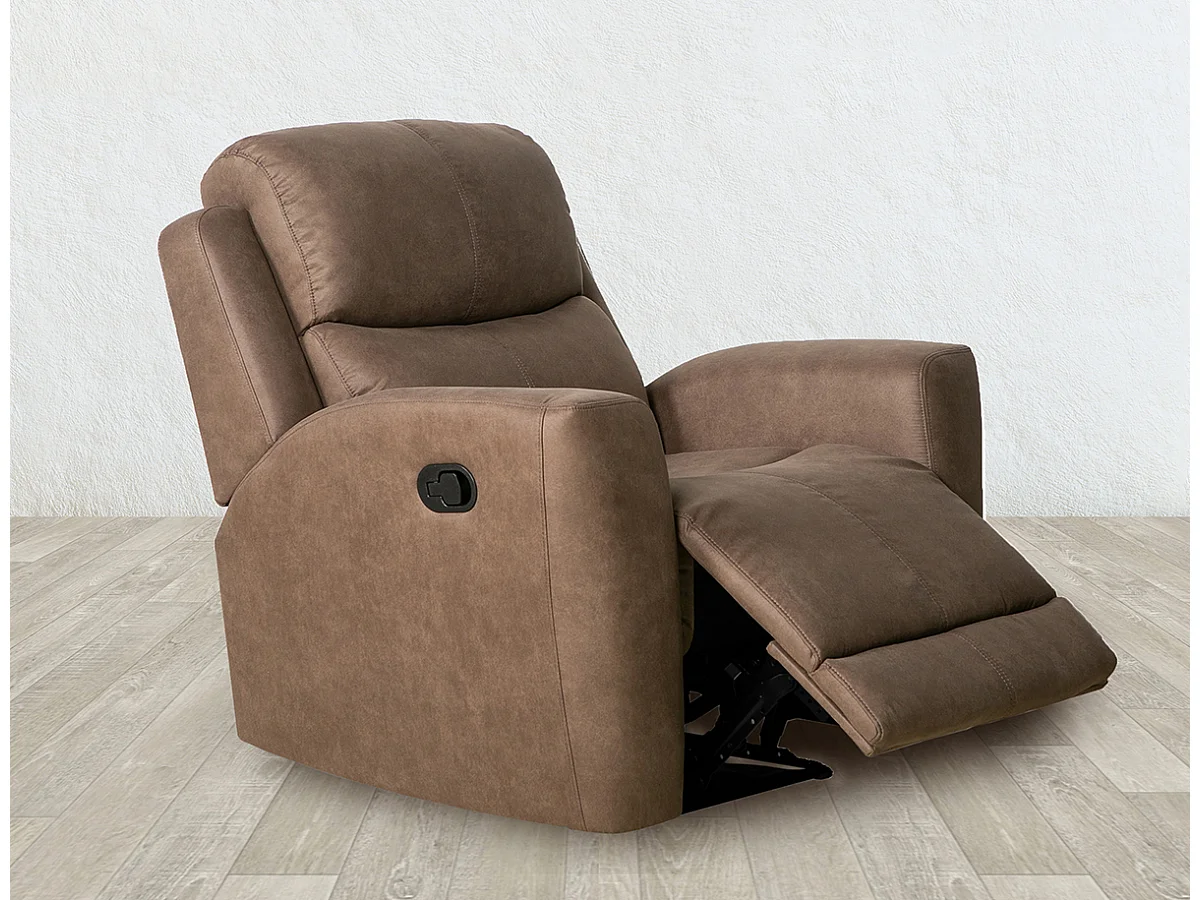 Fauteuil relax 1 place en simili-cuir coloris Marengo - Longueur 96 x profondeur 93 x hauteur 103 cm