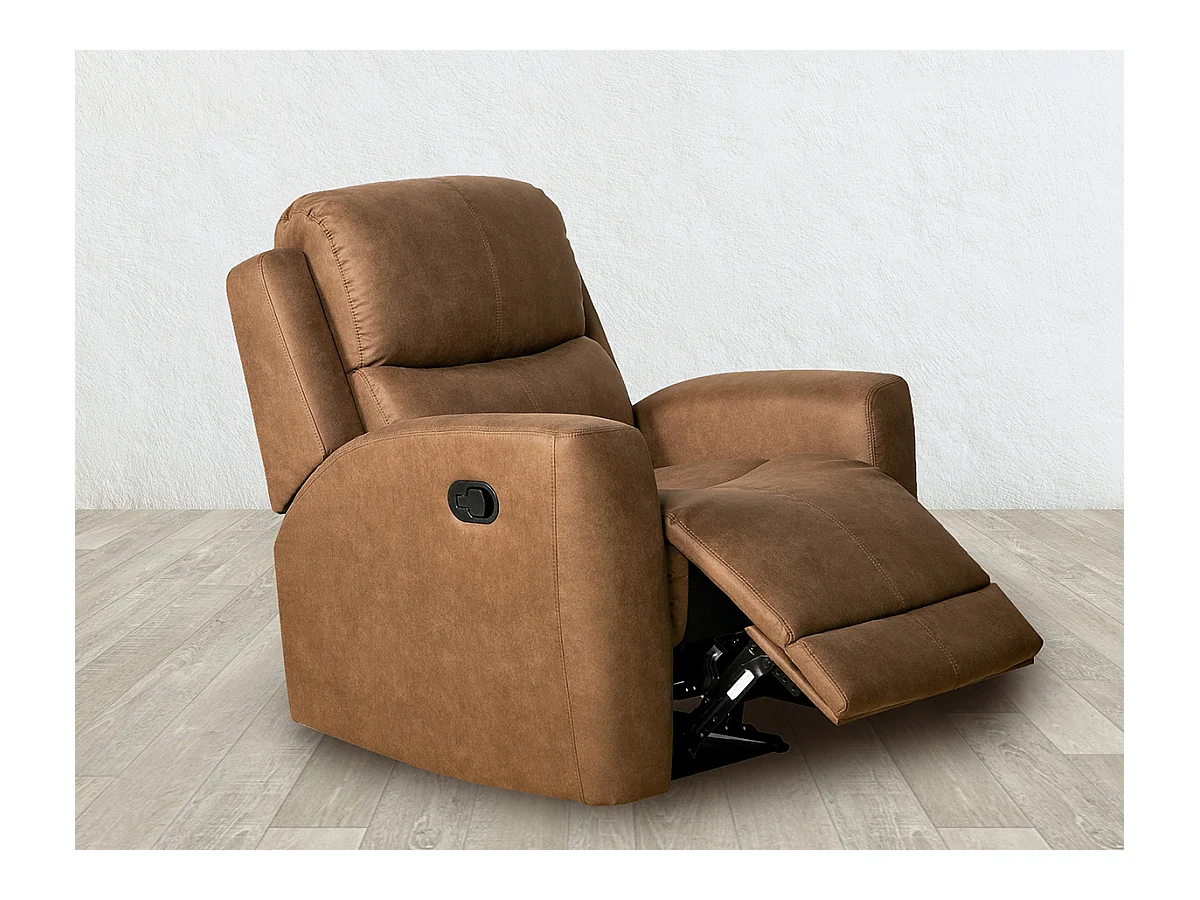 Fauteuil relax 1 place en simili-cuir coloris marron chocolat - Longueur 96 x profondeur 93 x hauteur 103 cm