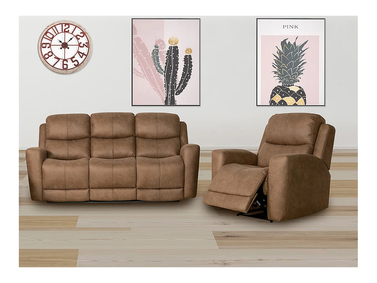 Fauteuil relax 1 place en simili-cuir coloris marron chocolat - Longueur 96 x profondeur 93 x hauteur 103 cm