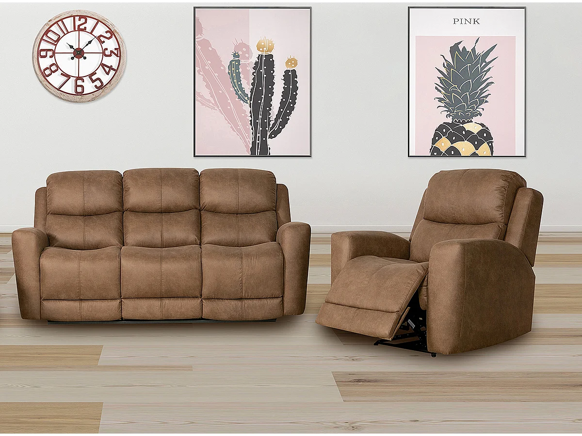 Fauteuil relax 1 place en simili-cuir coloris marron chocolat - Longueur 96 x profondeur 93 x hauteur 103 cm