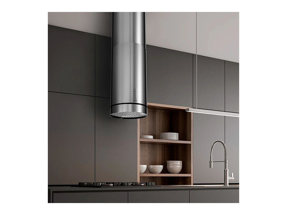 Campana tipo isla Infiniton CMPY-IST9A 145W 720m3/h diseño tubular A+ inox Ø35 cm