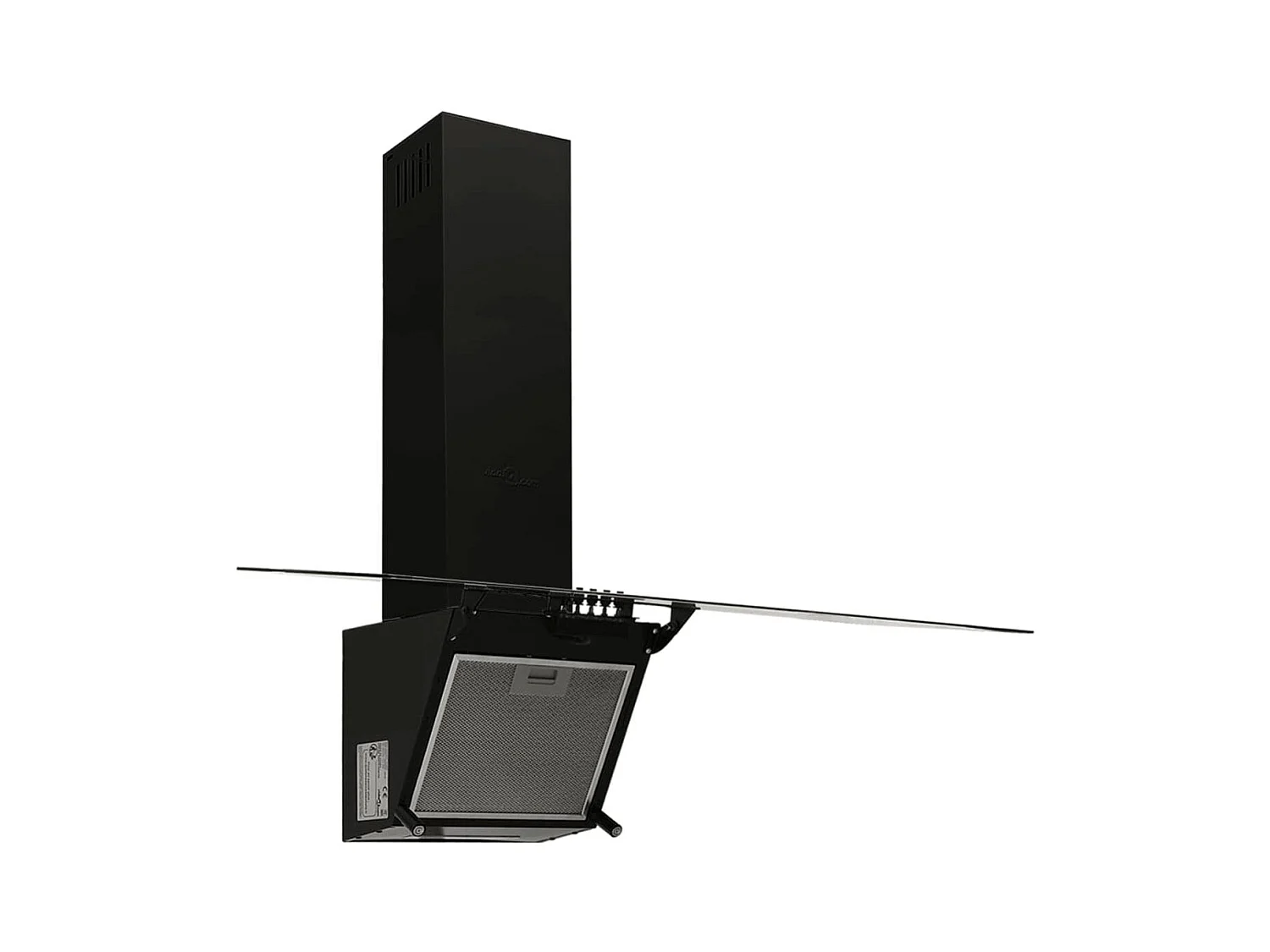 Dunstabzugshaube 90 cm Stahl und Hartglas Schwarz