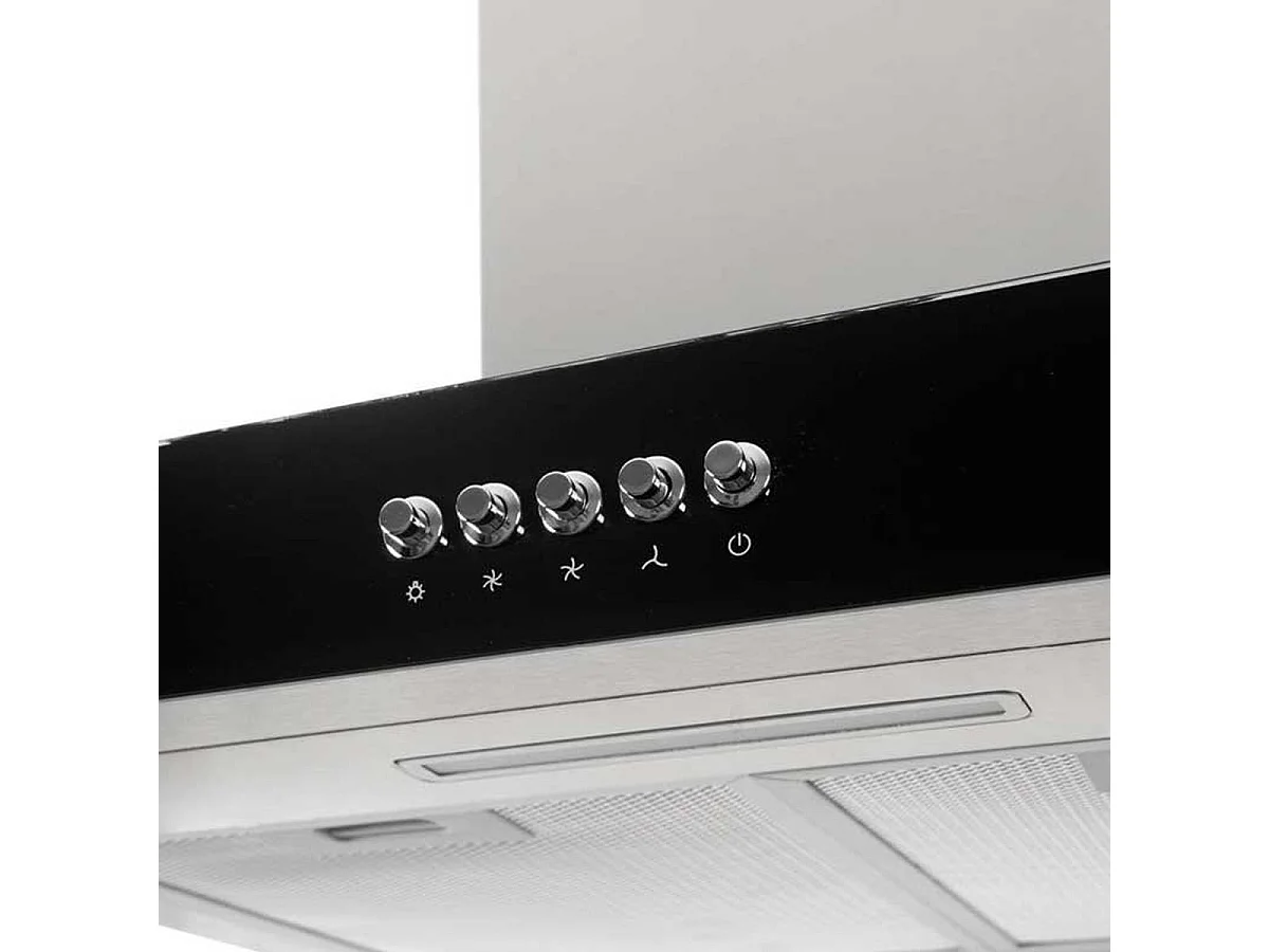 Campana decorativa en T Kenia 4060 150W 550m³/h 66dB 3 velocidades inox/negro 95x60x50 cm