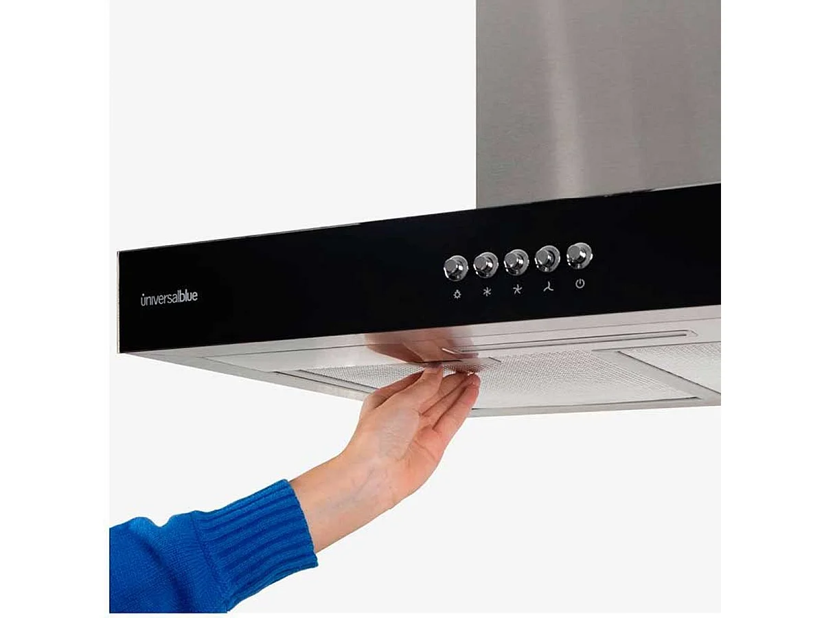 Campana decorativa en T Kenia 4060 150W 550m³/h 66dB 3 velocidades inox/negro 95x60x50 cm