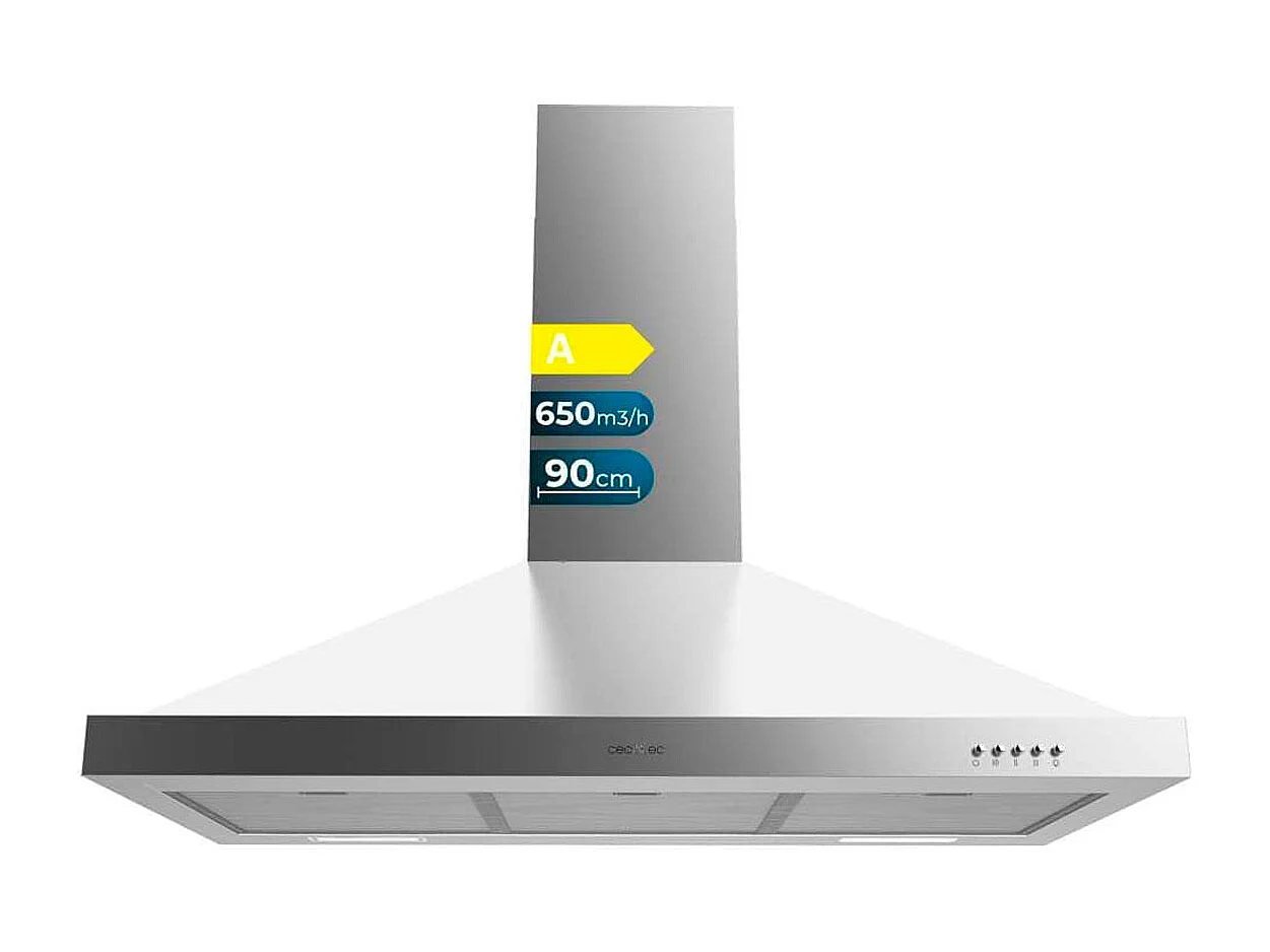 Campana piramidal Cecotec Bolero Flux PM 906500 Inox A 165W inox 90 cm